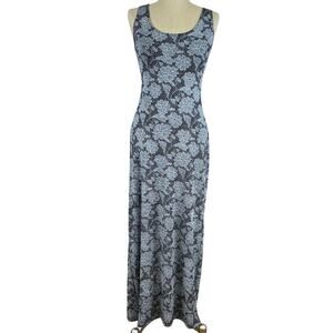 Vintage XGen Black White Floral Sleeveless Scoop Neck Maxi Dress (Sz M)